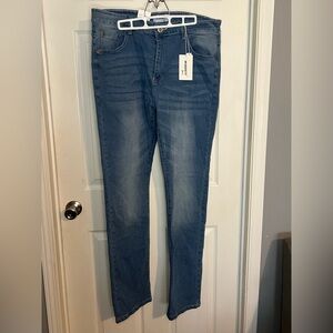 M.Society Men's Jeans NWT Stretch Slim Straight Blue Classic Denim 38x34